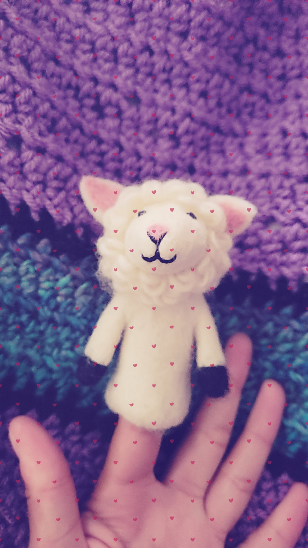 Kneedle-Felted Lamb, Wool Finger Puppet