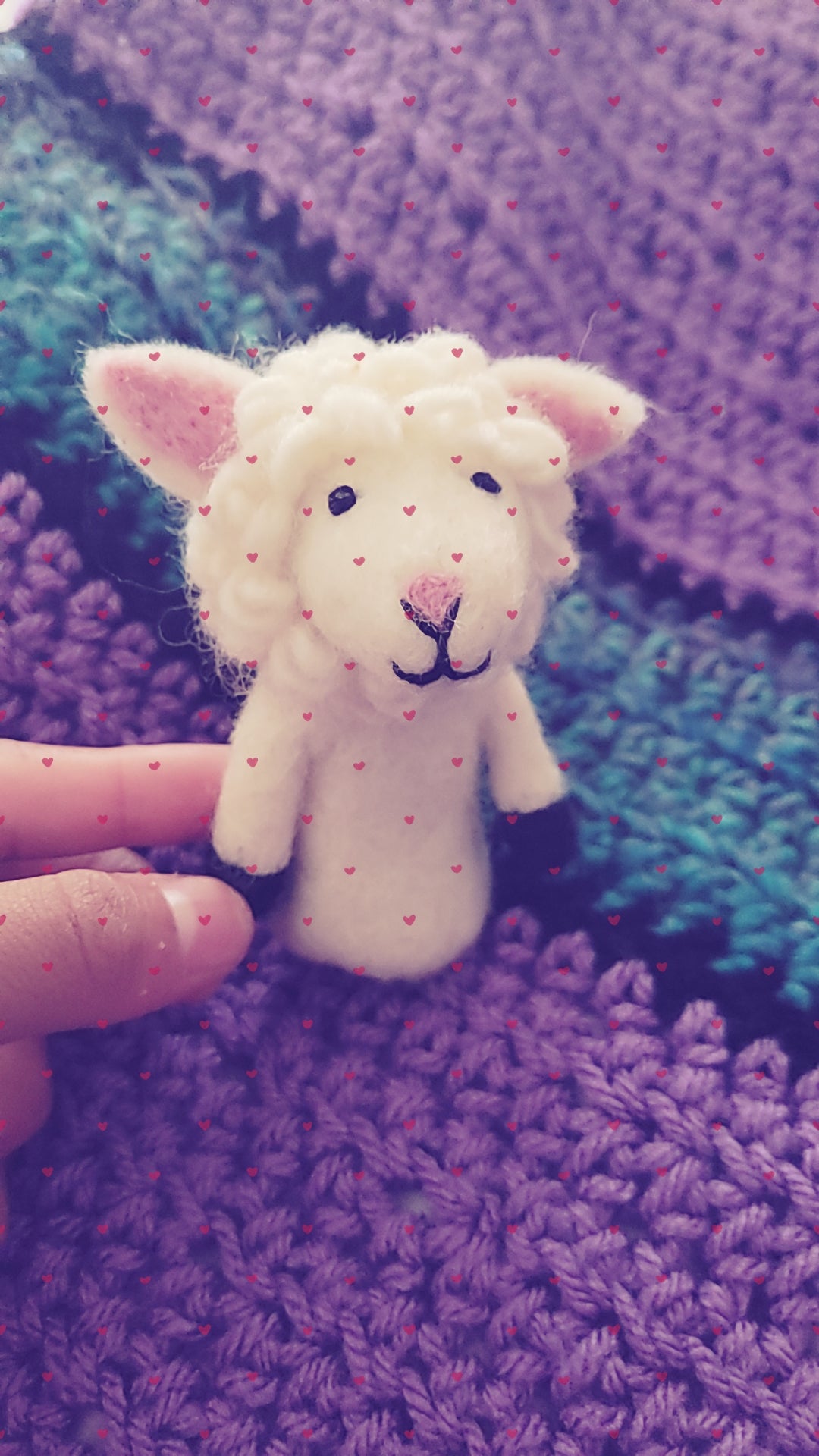 Kneedle-Felted Lamb, Wool Finger Puppet